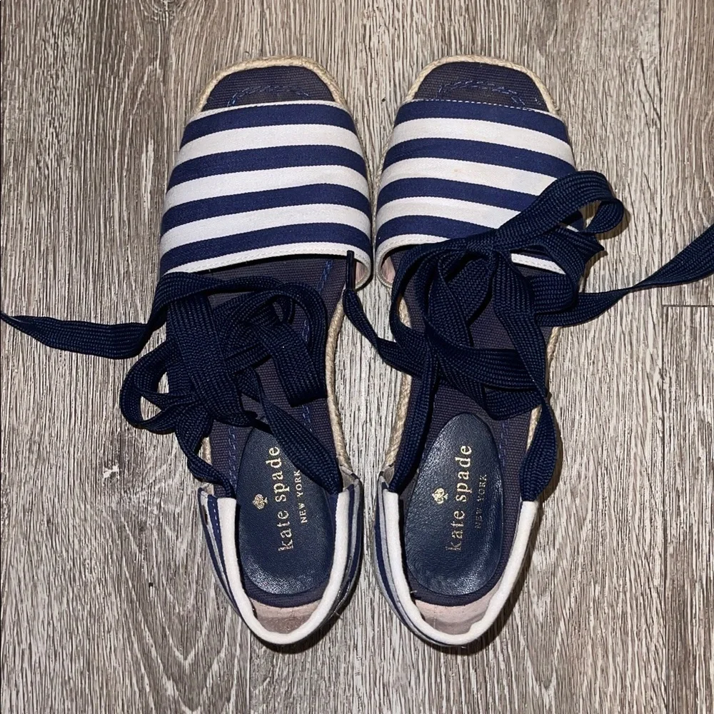 Kate spade chandra Navy Striped Women's Sandals size 6 espadrilles summer beach